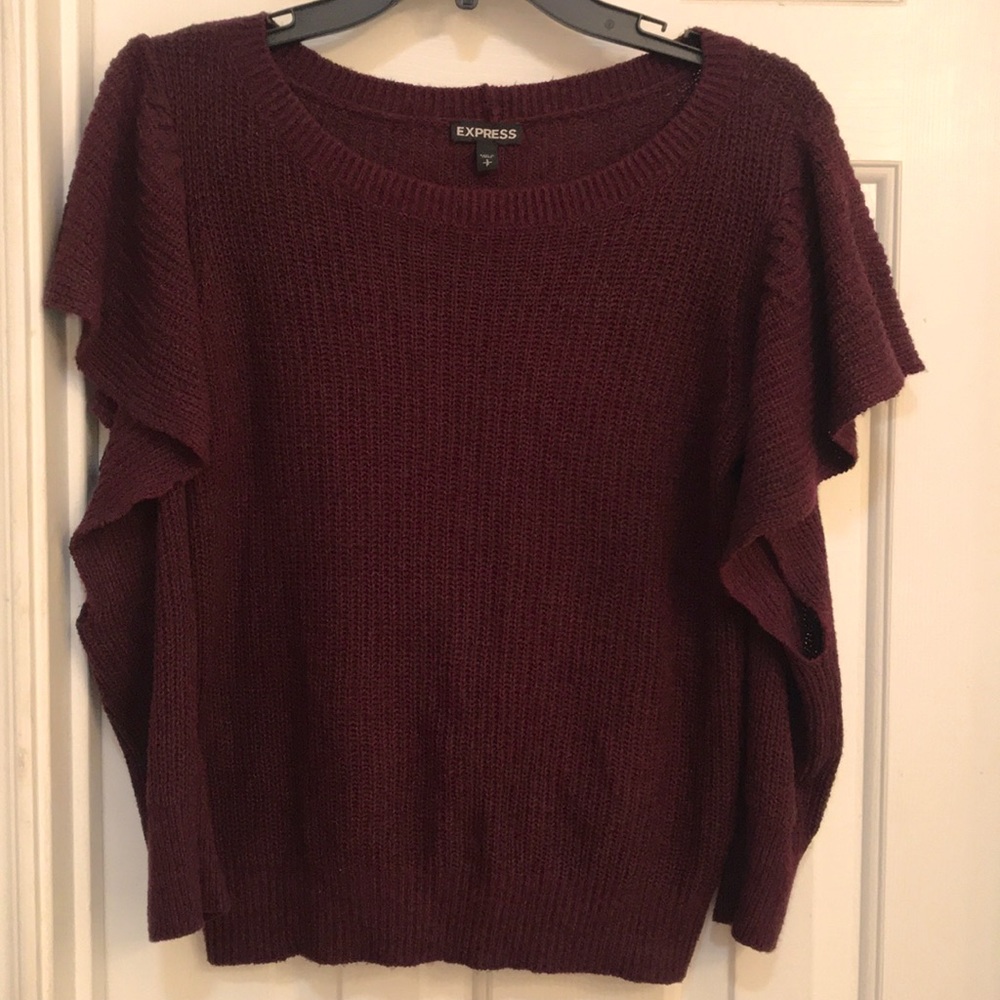 Express Cold Shoulder/Arm Sweater! Dark Merlot